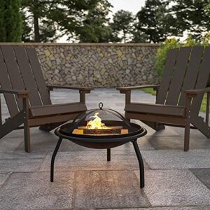 Flash Furniture Chelton 22.5" Foldable Wood Burning Firepit with Mesh Spark Screen and Poker