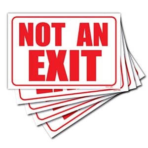 (5 pack) not an exit signs for business 10"x7" self adhesive no exit sign for door, office, and business.