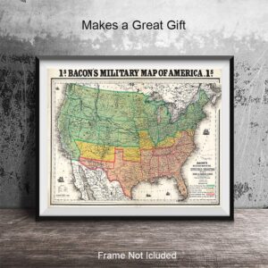 Civil War Memorabilia - The Civil War - American Civil War Poster - 8x10 Southern States Confederacy Vintage Map Replica - The Confederate Secession - Americana - American US Map - Historic Wall Art