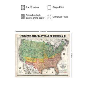 Civil War Memorabilia - The Civil War - American Civil War Poster - 8x10 Southern States Confederacy Vintage Map Replica - The Confederate Secession - Americana - American US Map - Historic Wall Art