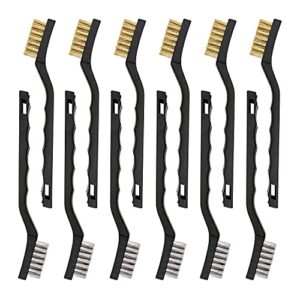 amazon basics stainless steel and brass mini wire brush, 12-pack