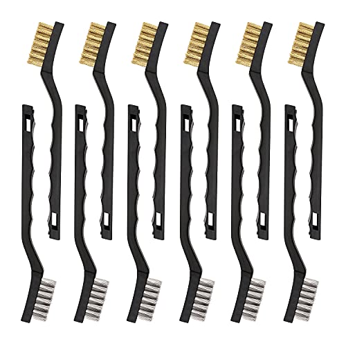 Amazon Basics Stainless Steel and Brass Mini Wire Brush, 12-Pack