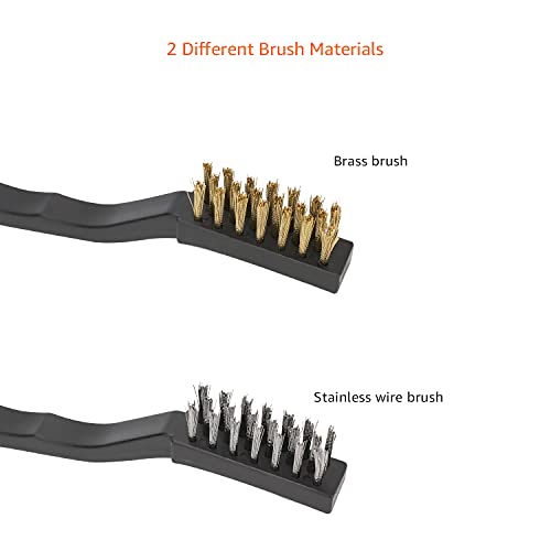 Amazon Basics Stainless Steel and Brass Mini Wire Brush, 12-Pack