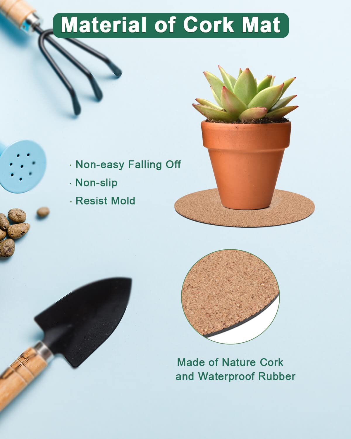 6 Piece Cork Plant Mats - Round Cork Coasters 6 inch, Absorbent Plant Cork Mat Saucer for Pots, DIY Cork Pads