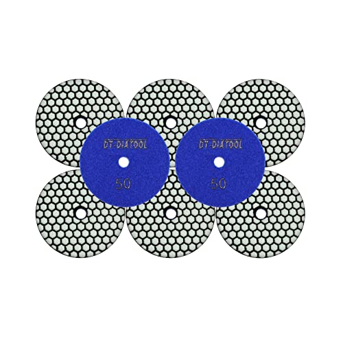 DT-DIATOOL Dry Diamond Polishing Pads 4 Inch for Granite Marble Quartz Stone Countertop Tiles 8 Pieces Grits 50