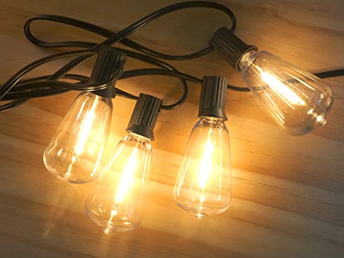 Spacenight Outdoor String Lights 30ft with 25+2 Spare LED Filament Bulbs, Dimmable Shatterproof Waterproof, for Indoor/Outdoor Decoration and Lighting, Edison Vintage Style Warm 2200K