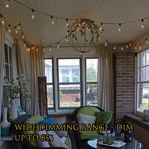 Spacenight Outdoor String Lights 30ft with 25+2 Spare LED Filament Bulbs, Dimmable Shatterproof Waterproof, for Indoor/Outdoor Decoration and Lighting, Edison Vintage Style Warm 2200K