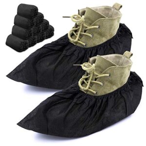 magic design professional shoe covers - 100 pack | sleek black disposable boot and shoe booties | one size fits most | durable | non slip - indoor/outdoor (black color)