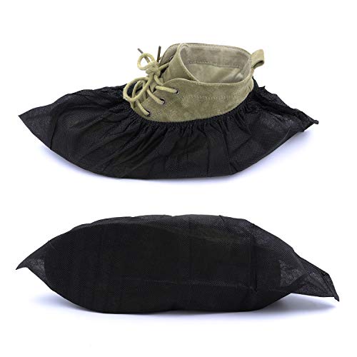 MAGIC DESIGN Professional Shoe Covers - 100 Pack | Sleek Black Disposable Boot and Shoe Booties | One Size Fits Most | Durable | Non Slip - Indoor/Outdoor (Black Color)