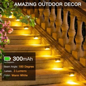 MAXvolador 20-Pack Deck Lights, Solar Powered Step Light Waterproof, LED Outdoor Fence Lighting for Stairs Patio Path Yard Garden Decor, Warm White
