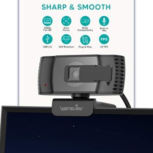 wansview Webcam with Microphone, 1080P HD Webcam USB PC Laptop Web Camera with for Computer Desktop Live Streaming/Zoom/Video Call/Online Meeting/Gaming