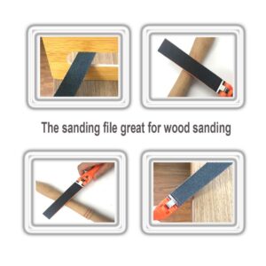 OBOLTS Sanding Stick Flat File with 4pcs Replaceable Abrasive Pre-Cut Sanding Paper Strips for Wood - 1pack