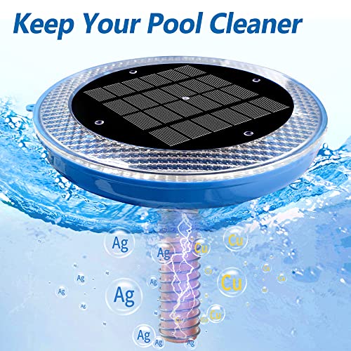 BLUE WORKS Solar Pool Ionizer - Pool Ionizer Solar Powered, Long Lasting Cooper Anode up to 32,000 Gallons, 85% Less Chlorine