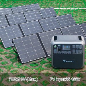 BLUETTI AC200P Portable Power Station with Solar Panel Included 2000W Solar Generator Kit with 3pcs 200W Foldable Solar Panel, 6 120V AC Outlet Lithium Battery Backup for Home Use Outdoor Camping Van