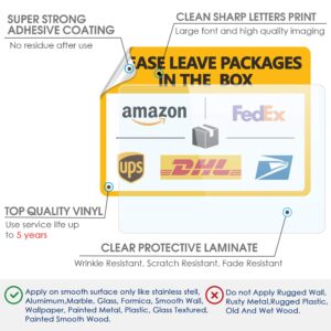 Package Delivery Sign Delivery Instructions Sign 2 Pack Leave Packages in The Box Sign,Two For One : 1 Pcs Super Tough PVC+1 Pcs Self Adhesive Vinyl, Rust-Free, Weather-Proof