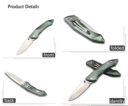 Folding Pocket Knife, Stainless Steel Blade 8cr13mov, Lightweight Aluminum Handle, Safety Liner-Lock, Belt Clip, Perfect for Camping, Hunting, Hiking, and Every Day Carry EDC