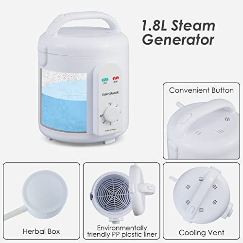 Smartmak Portable Steam Sauna Kit, Personal Full Body at Home Spa Tent with 1.8L 900 Watt Steam Generator, Single Person Sauna Steamer, Timer for Detox Relaxation (L 33.5”x W 33.5”x H 41.4”, Grey)