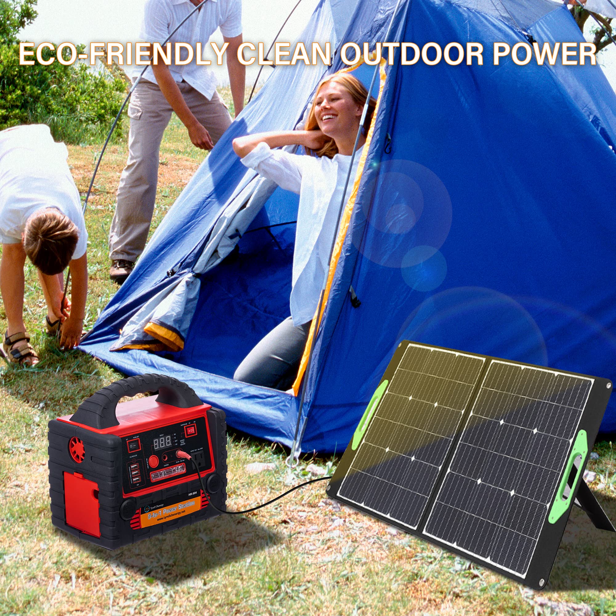 Tyrell Chenergy 200W Portable Power Station Solar Generator,400W Inverter Peak Surge,Built-in LED light,3 USB Ports/2 DC Ports/1 AC Outlet for Outdoors Camping Travel Hunting Emergency Use