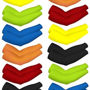 Bememo 12 Pairs Unisex UV Protection Sleeves Long Arm Sleeves Cooling Sleeves Arm Cover Sleeves(Bright Colors, Ice Silk)