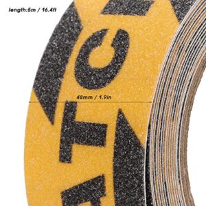 Watch Your Step Floor Signs, Heavy Duty Anti-Slip Safety Roll Grip Strip Non-Slip Traction Step Tape, 2 X 16.4' Anti Slip Tape Stickers, Abrasive Adhesive for Stairs, Safety, Tread Step, Indoor