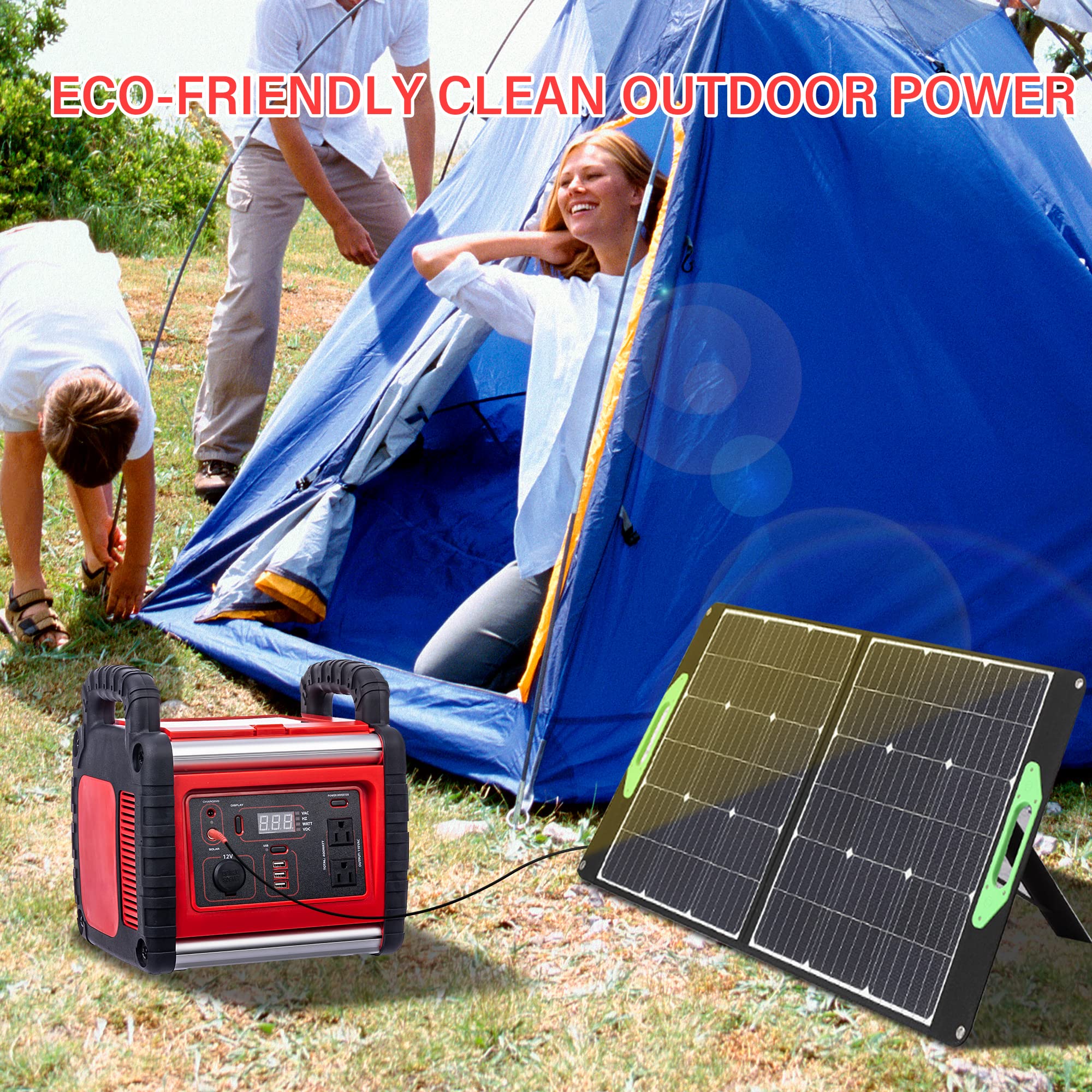 Tyrell Chenergy 400W Portable Power Station,800W Inverter Peak Surge,Solar Generator with 2 110V AC Outlet/3 USB Ports/1 DC Ports, Backup Power for Emergency Outdoor Camping Fishing Hunting