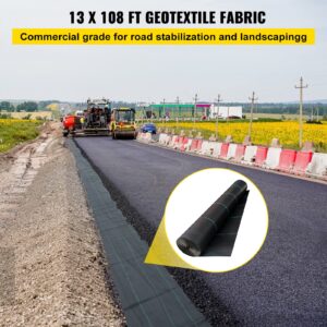 Happybuy Driveway Fabric, 13x108ft Commercial Grade Landscape Fabric, Garden Weed Barrier Fabric Heavy Duty, Geotextile Fabric Underlayment Gravel, Ground Cover Drainage Fabric, Weed Control Blocker