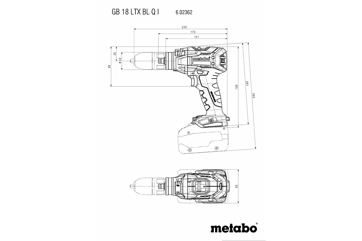 Metabo Gb18Ltxblq18V Tapping Tool Brushless Cordless Bare Tool