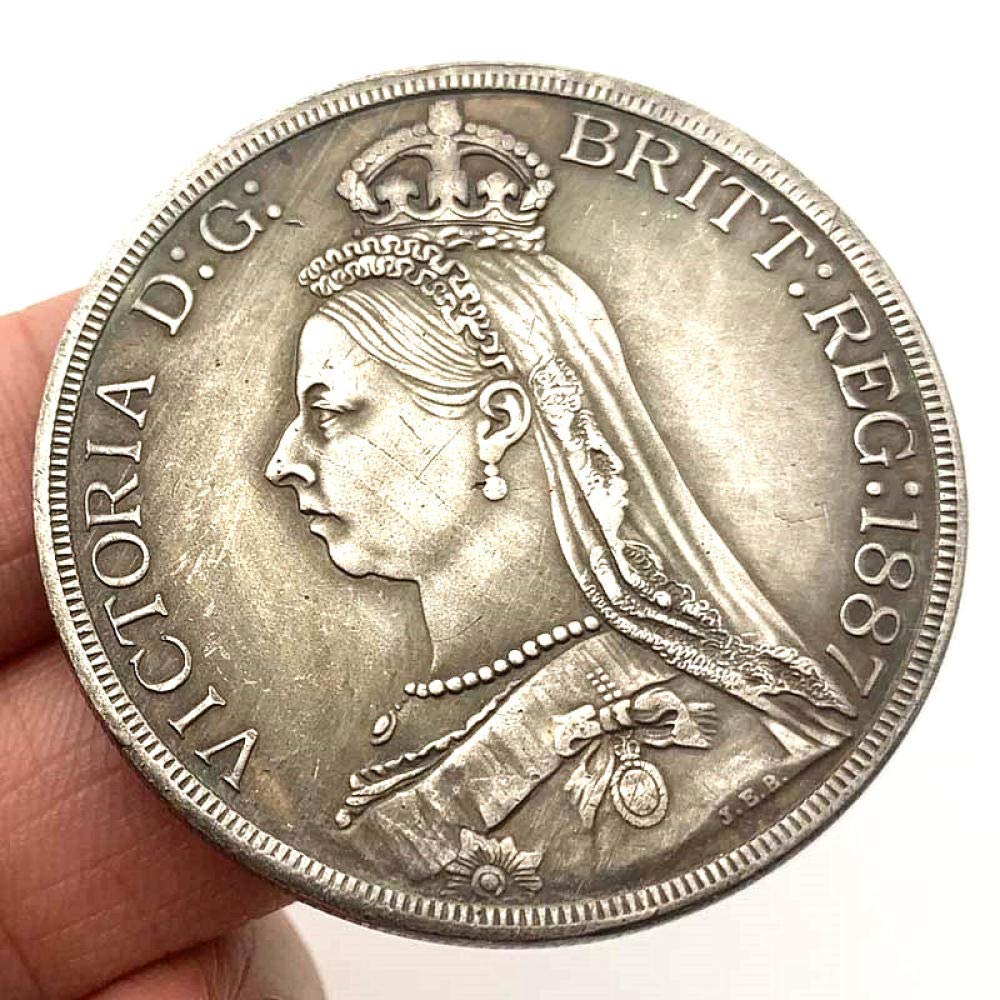 Exquisite Collection of Commemorative Coins 1887 British Queen Victoria Crown Antique Brass Old Silver Medal Craft Coin Chilong Coin