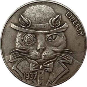 MKIOPNM Exquisite Collection of Commemorative Coins 1937 hobo Coin Gentleman cat Antique Copper Old Silver Commemorative Coin Collection Animal Craft Embossed Coin Ancient Coin