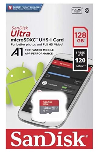 SanDisk Ultra MicroSD 128GB Card for Samsung Galaxy Tablets Works with Tab S6 Lite, Tab S7, Tab A 8.0 (2019) (SDSQUA4-128G-GN6MN) Bundle with (1) Everything But Stromboli SD & SDXC Memory Card Reader