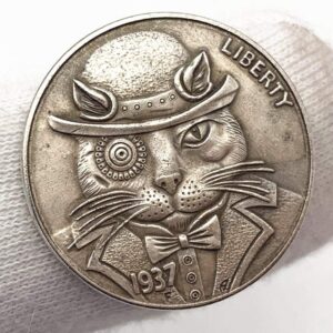 MKIOPNM Exquisite Collection of Commemorative Coins 1937 hobo Coin Gentleman cat Antique Copper Old Silver Commemorative Coin Collection Animal Craft Embossed Coin Ancient Coin