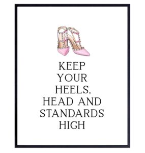 designer shoes art print - inspirational quotes wall art - glam wall decor motivational gifts for women - high fashion design - luxury room decoration - bathroom, living room, girls teens bedroom