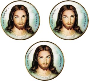 love of jesus coin, bulk pack of 3, trust in the lord man of god bible verse faith token, gold rimmed religious challenge coin, proverbs 3:5-6, god gifts for men
