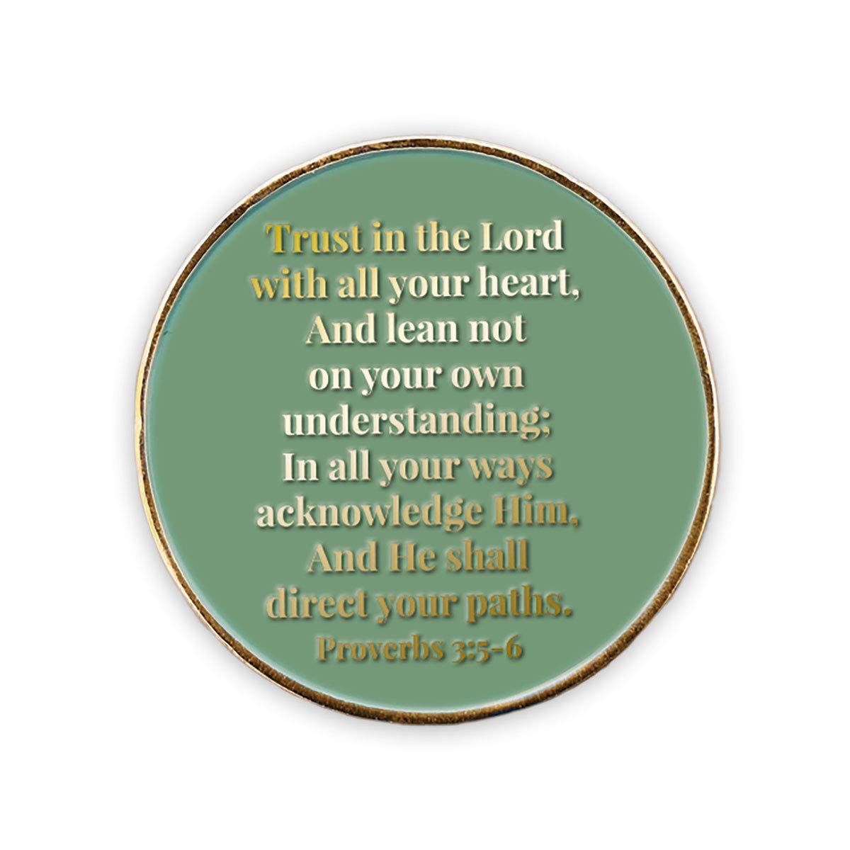 Love of Jesus Coin, Bulk Pack of 3, Trust in The Lord Man of God Bible Verse Faith Token, Gold Rimmed Religious Challenge Coin, Proverbs 3:5-6, God Gifts for Men