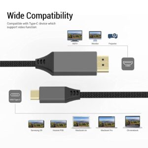 USB C to HDMI Cable 6FT, 4K USB Type-C to HDMI Ports Nylon Braided Cable for Home Office