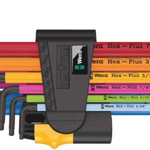 Wera 05022640001 950/9 Hex-Plus Multicolour Imperial 2 L-Key Set, Imperial, BlackLaser, 9 Pieces