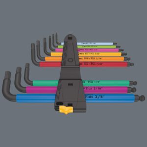 Wera 05022640001 950/9 Hex-Plus Multicolour Imperial 2 L-Key Set, Imperial, BlackLaser, 9 Pieces