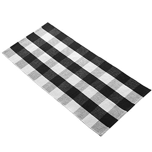 VUDECO Black and White Checkered Rug 23.5” x 52” Large Buffalo Plaid Rug Outdoor Front Porch Rug Door Mat Decor Kitchen Rug Farmhouse Style Christmas Door Mat Checkered Runner Rug