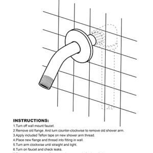 SENLO 6 Inch Shower Arm and Flange Polish Chrome, Showerhead Extension Extender Pipe Arm with Stainless Steel Flange, Rain Shower Angled Solid Brass for Wall Mount Replacement Bathroom Fixture Part