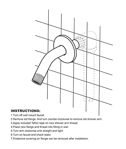 SENLO 6 Inch Shower Arm and Flange Polish Chrome, Showerhead Extension Extender Pipe Arm with Stainless Steel Flange, Rain Shower Angled Solid Brass for Wall Mount Replacement Bathroom Fixture Part