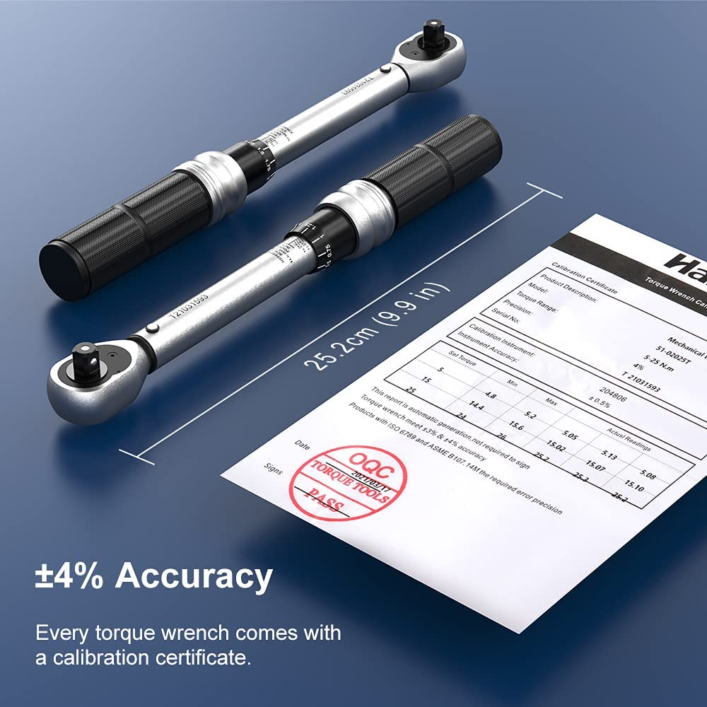 1/4" Torque Wrench Handife 5-25 Nm Drive Click Torque Wrench Set Bike Maintenance kit 1/4 Inch High Precision Repair Spanner Key with Double Scale, Two-Way Ratchet with Wrench Socket Bit Extension Bar