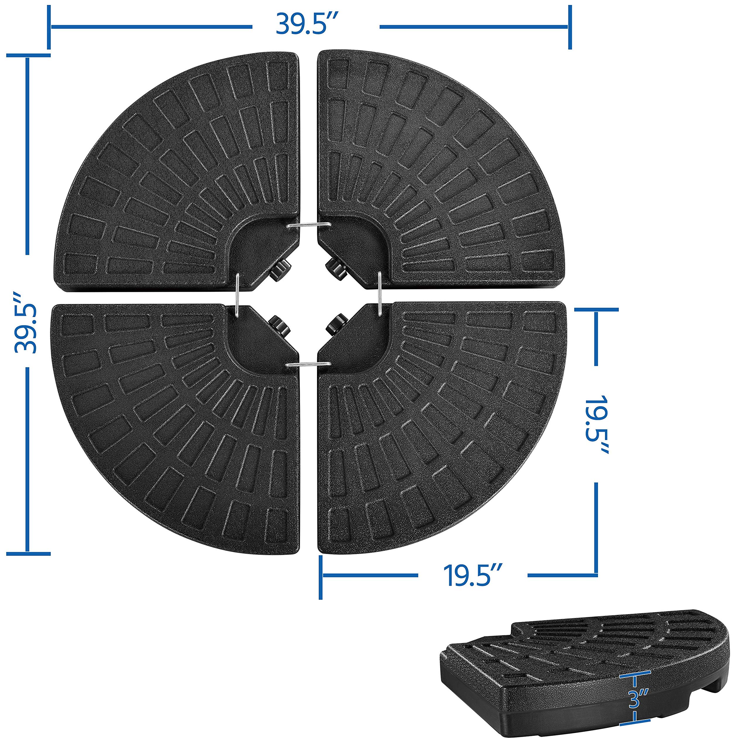 Yaheetech 4Pcs 13L Heavy Duty Offset Outdoor Umbrella Base Water & Sand Filled Cantilever Offset Patio Umbrella Base Stand, Black