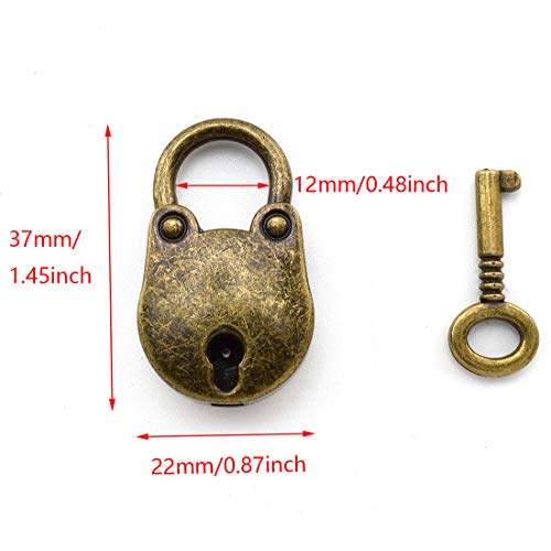 SDTC Tech 2pcs Mini Antique Padlock Retro Vintage Style Bear Head Shape Bronze Locks and Keys