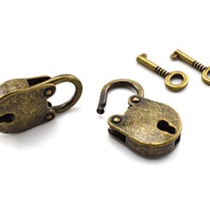 SDTC Tech 2pcs Mini Antique Padlock Retro Vintage Style Bear Head Shape Bronze Locks and Keys