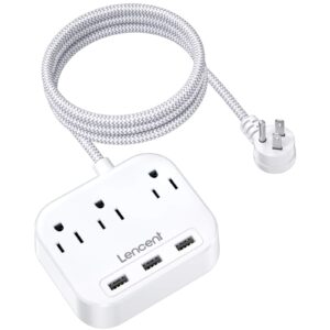 lencent power strip with usb, 3 outlet 3 usb charging ports (17w/ 3.4a), flat plug with 6.6ft braided extension cord, desktop & wall mountable, compact for cruise ship, travel, home, office-etl listed