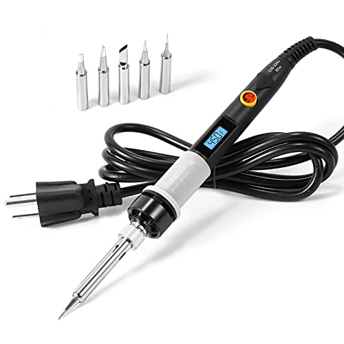 Soldering Iron Kit Electronics,80W Digital LCD Display Welding Iron (392℉ - 842℉) With On/Off Switch And Temperature Adjustable, Fast-Heating Ceramic Thermostatic Design Soldering Kit