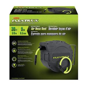 Flexzilla Retractable Enclosed Plastic Air Hose Reel, 3/8 in. x 30 ft, Heavy Duty, Lightweight, Hybrid, ZillaGreen - L8232FZ