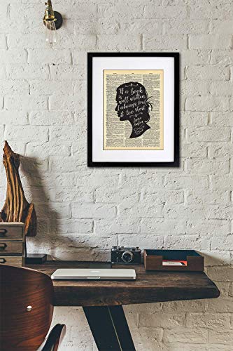 Jane Austen - If A Book Is Well Written Silhouette Art - Authentic Upcycled Dictionary Art Print - Home or Office Decor (D303)