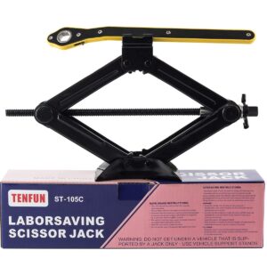 TENFUN Scissor Jack 1.5 Ton(3,307 lbs) Car Jack with The Saving Strength Ratcheting Handle