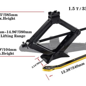 TENFUN Scissor Jack 1.5 Ton(3,307 lbs) Car Jack with The Saving Strength Ratcheting Handle